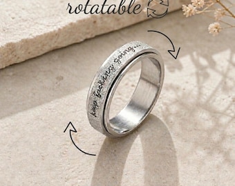Anello spinner "Keep F*cking Going" / Anello antistress in acciaio inossidabile per uomo e donna / Anello antistress unisex / Gioielli antistress / Regalo motivazionale