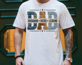 Comfort colors,  Father's Day Shirt, New Dad Shirt, Daddy Shirt, Birthday Gift Dad Tee, Faux Embroidery Effect dad Gift For fathers Day