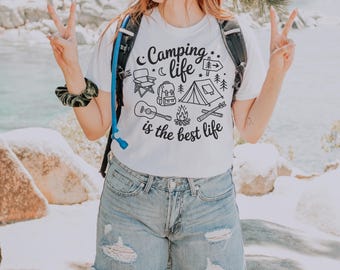 Comfort Colors® Camping Life Shirt, Camping Shirt Women, Outdoor Adventure Shirt, Campfire Shirt, Hiking Shirt, Nature Lover Gift, Camping