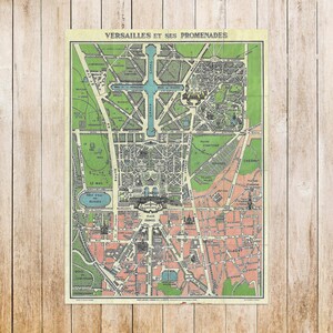 Mapa Wersalu w stylu vintage, Paryż, grafika ścienna (wydruk na tkaninie z drążkami)