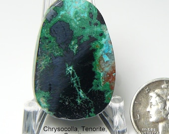 Polished Chrysocolla Cuprite Slab: Prefinished Arizona Gemstone (23x30x4.5mm, 43ct.) (25173)