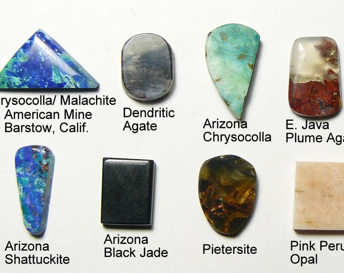 8 Small lapidary cabs, 1200 grit finished, no pits or fractures, rare and scarce, all sides flat, luster to mirror shine  (25164)