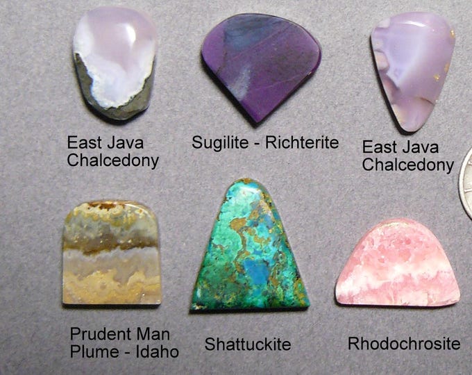 Lapidary Slab Lot: Rare Sugilite, Chalcedony, Plume Agate - for Designer Cabochons