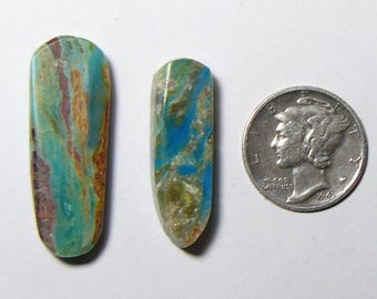 Rare Blue and Green Peruvian Opals, 2 small slabs, prefinished, shaped and prefinished  (25299)