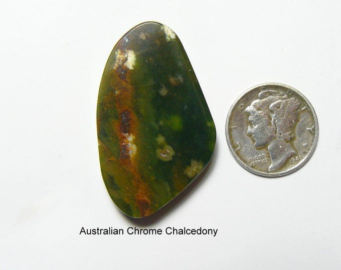 Chrome Chalcedony Cabochon, all natural, translucent, mirror finish, no fractures, some small pits, flat front and back  (25196)