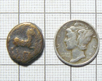 Ancient Greek Horse coin Maroneia, Thrace. 400-350 BC, Horse / Grape Vine, cleaned, ready for jewelry or display (c31331)