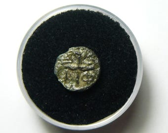 Apollo and Ancient Relay race Torch, ancient bronze coin, Macedonia. Amphipolis, 357 BC, A-M-(Phi)-I around race torch, small coin  (c02)
