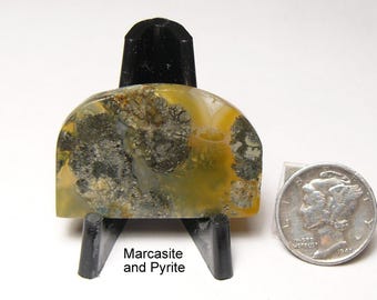 Marcasite Pyrite Slab: prefinished Mirror Finish shinny translucent, Orgin Indonesia  (25264)