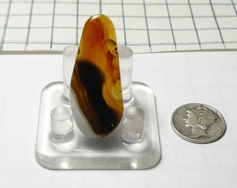 Montana Agate cabochon, 1200 diamond mirror polish, translucent, 16 x 37 x 5 mm, no pits or fractures, flat on front, back and sides (25204)