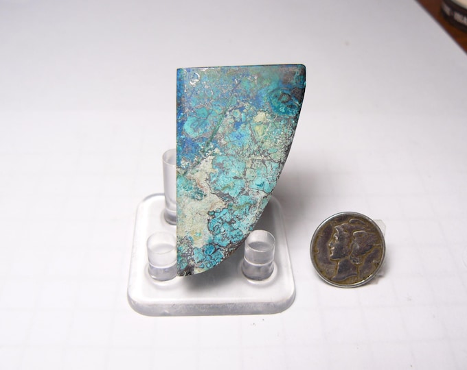 Chrysocolla Malachite Slab: Spiderweb Pattern, Luster Finish, Lapidary Stone (25258)