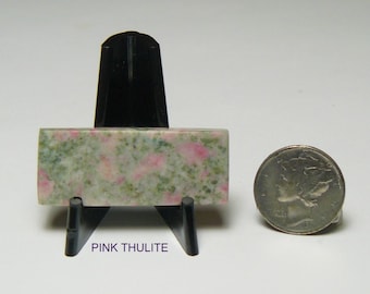 Pink Thulite lapidary cabochon slab,  14 X 37 X 6 mm, shaped, smooth, ready to use, pink and gray (s26001)