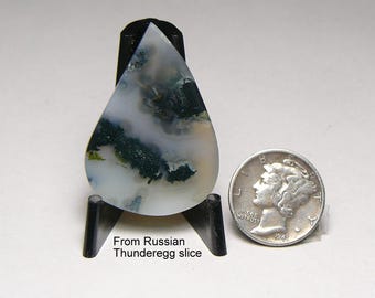 Rare Russian Thunderegg Agate Slice, Dendrites, Mirror Finish
