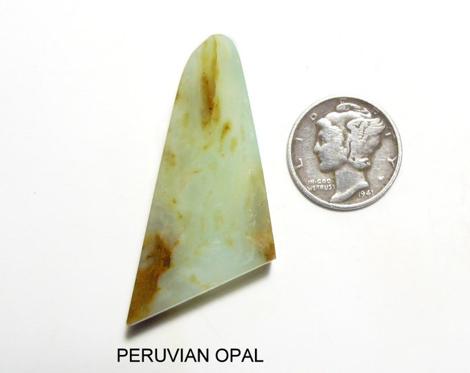 Peruvian Picture Opal lapidary slab,  45 x 24 x 7 mm, rough preformed sanded and shaped, ready to finish  (rs83031)