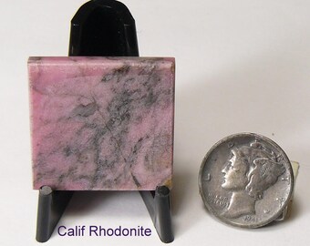 Rhodonite preformed polished slab,  mirror finish, rectangle,  pink and black,  (26020)