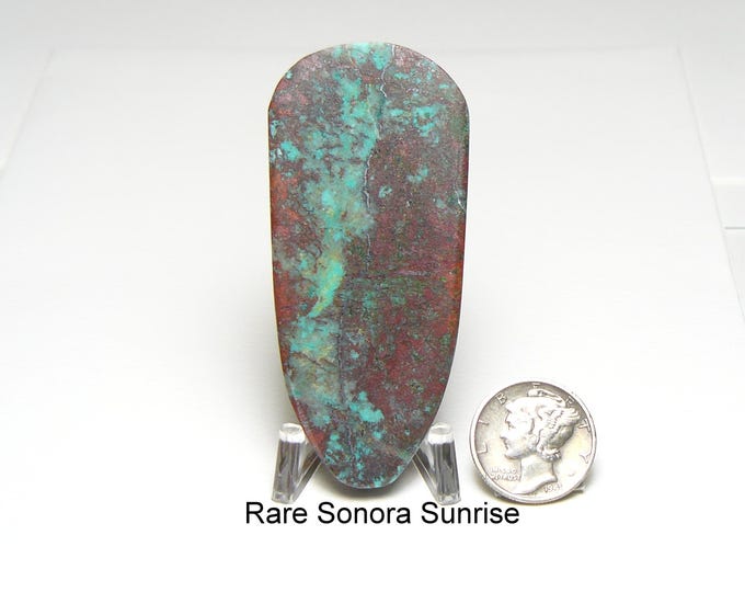Chrysocolla and Cuprite cabochon, all sides flat, luster finish, no pits, fractures filled with gray matrix (maybe silver ore) (25181)