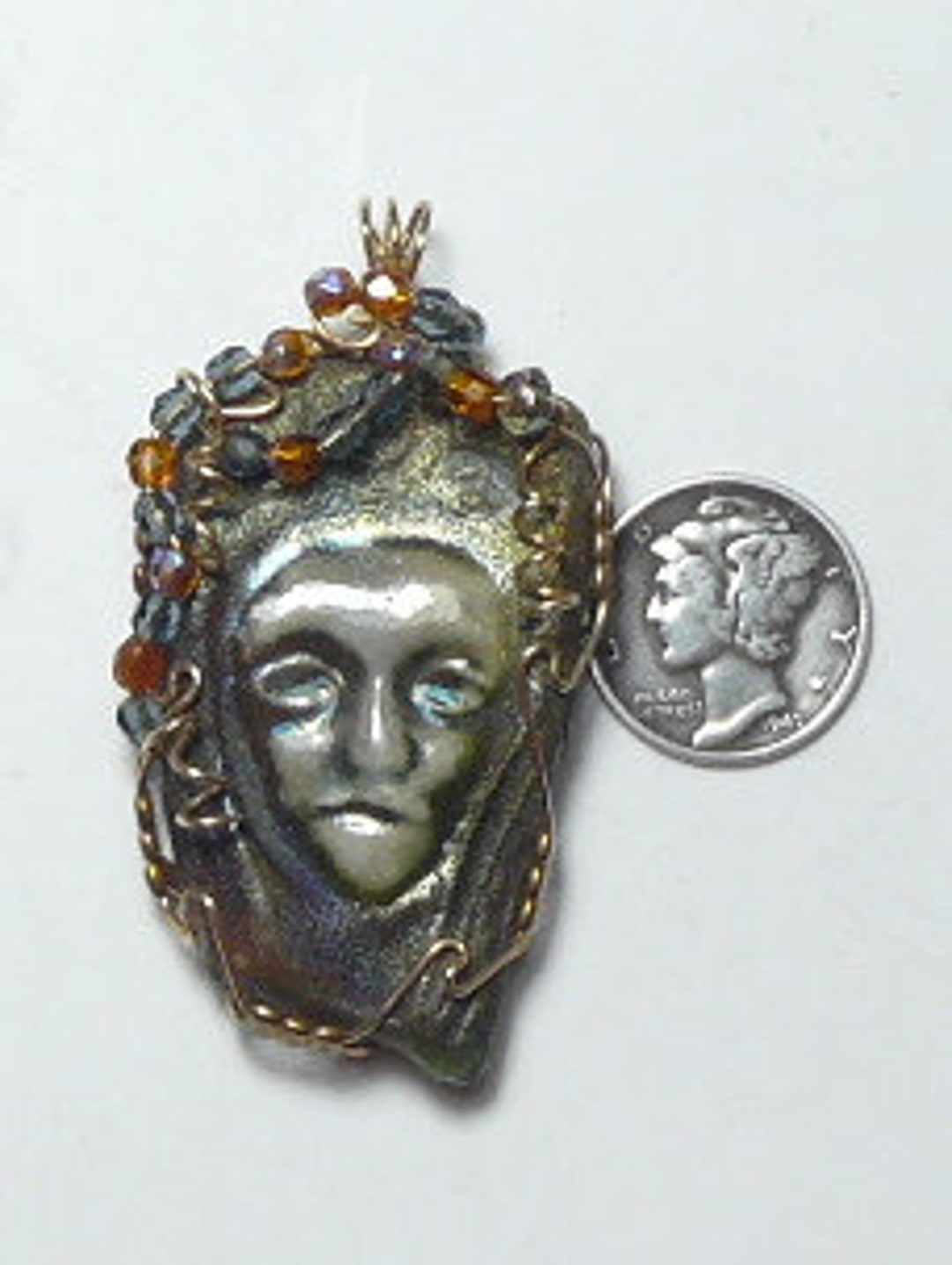 Raku Pendant Wire Wrapped in 14kgf Wire, Ancient Japanese Craft J92101 ...