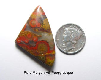 Rare Morgan Hill Poppy Jasper Cabochon: Designer Gemstone prefinished ston, mirror finish (25276)