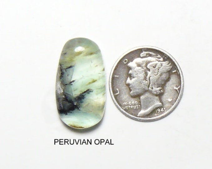 Rare Peruvian Dendritic Opal designer cabochon, 12 x 21 x 5 mm, small size for ring or accent stone, hard to see internal fracture (c82231)