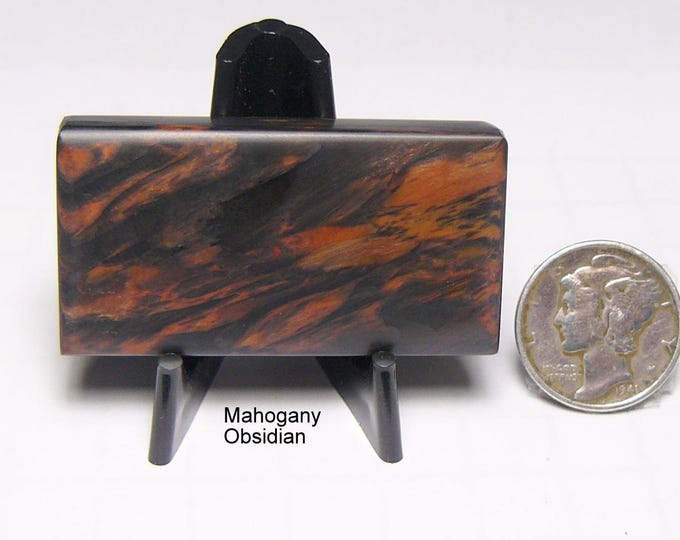 Mahogany Obsidian Lapidary Slab: Iridescent Natural Stone Prefinished Smooth Stone (25255)