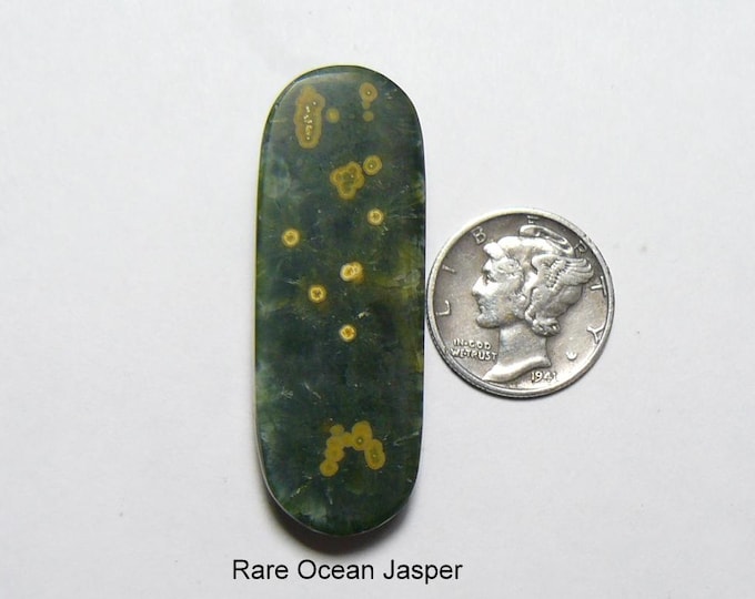 Rare Ocean Jasper Slab: Gold & Green Crystalized, Polished Lapidary Stone (25275)