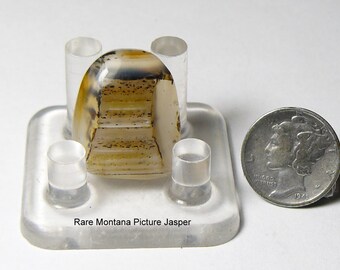 Rare Montana Picture Agate cab, ring size, unique breastplate inclusion, all natural (25292)