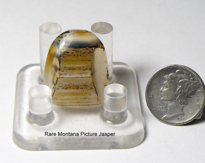 Rare Montana Picture Agate cab, ring size, unique breastplate inclusion, all natural (25292)