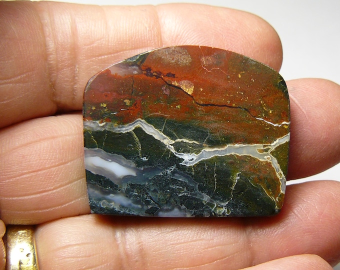 Rare Russian Thunderegg agate slice, shaped & prefinished slab, all sides flat, mirror finish, black white red gray, translucent  (252595