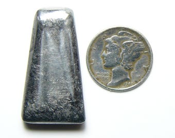 Cobaltite cabochon, bright polish, natural silver color, tower shape, no pits, no fractures, rare mineral from Ontario, Canada  (25178)
