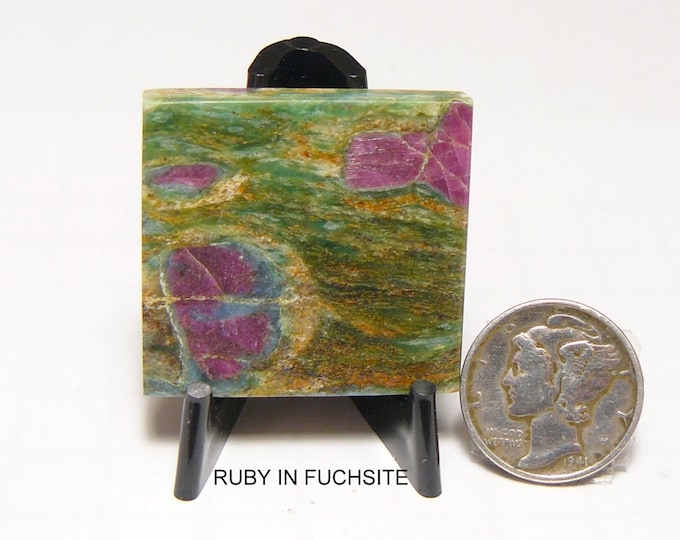 Ruby Fuchsite Kyanite Slab: Prefinished Lapidary Stone, Natural Colors (25256)