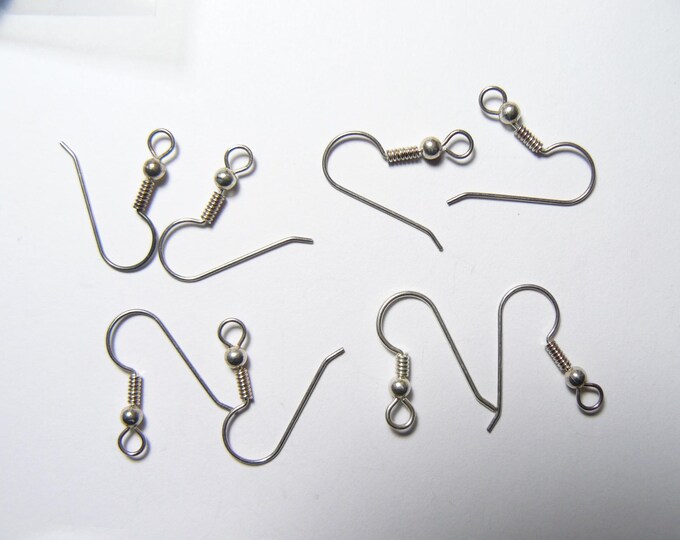 4 pairs of Argentium Silver earwires, 3mm bead and coil, wire size .028", anti-tarnish silver (ear003)