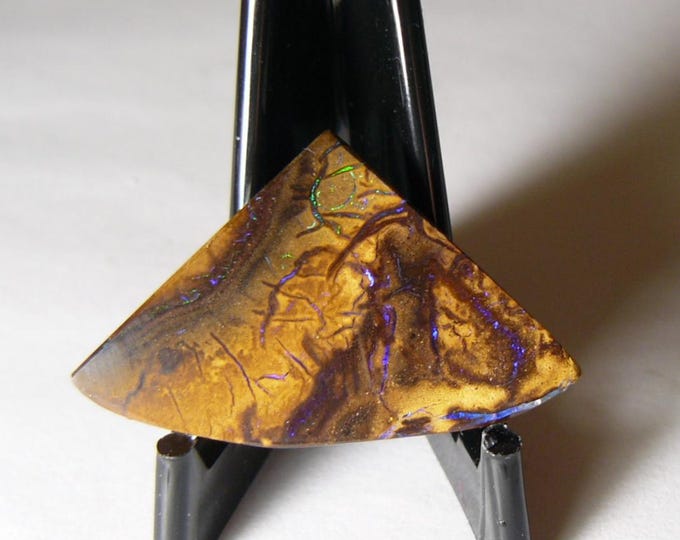 Korite Boulder Opal prefinished small slab, purple & green opal flashes, no fractures or pits. (26006)