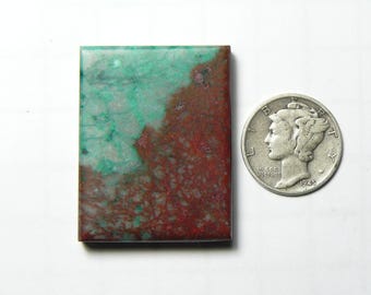 Spiderweb Chrysocolla and Cuprite cabochon, luster polish, translucent, no pits or fractures, flat on all sides maybe silver on back (25205)