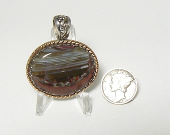 Butterfly Jasper Cabochon,  handmade pendant in sterling silver, 14k gold fill twisted wire and designer bail, gift boxed (j10601)