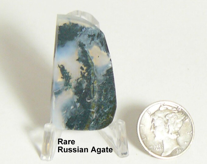 Rare Russian thunderegg slice cabochon, flat sides, mirror finish designer shape red, black, gray, translucent, small lapidary cab (25163)