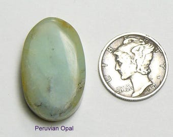 Blue Peruvian Opal lapidary slab preformed and polished, ring size, natural rare stone.  (26025)