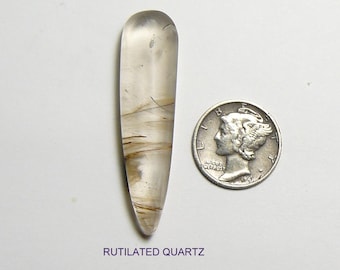 Rutilated Quartz prefinished ready to use, teardrop golden rutile slap, (26010)