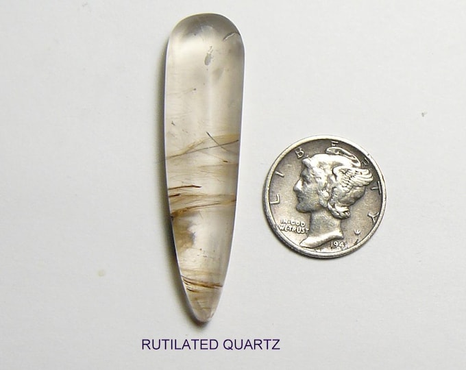 Rutilated Quartz prefinished ready to use, teardrop golden rutile slap, (26010)