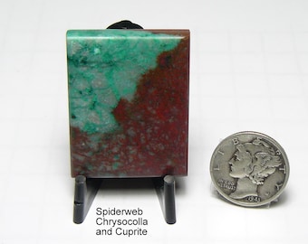 Spiderweb Chrysocolla and Cuprite Slab: Prefinished, Luster Polish,   (25205)