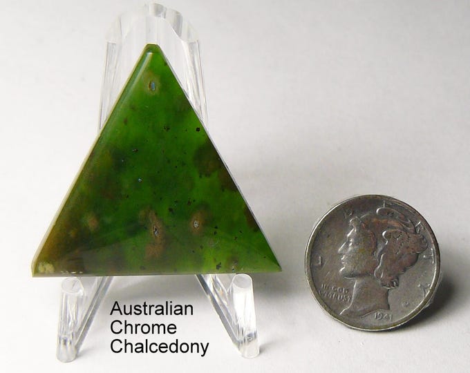 Chrome Chalcedony shaped & prefinished lapidary slab, all natural, translucent, mirror finish, venting pits, beautiful green (25266)