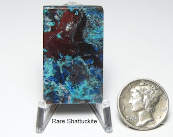 Rare Shattuckite and Ajoite Cabochon, all sides flat, mirror finish, no pits or fractures, rare and unique, from Arizona, USA,  (25185)