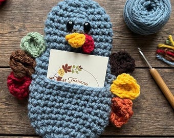 Patrón de amigurumi de pavo a crochet en PDF / Patrón de monedero a crochet + vídeo / Patrón de tarjetero a crochet / Patrón de amigurumi de tarjetero