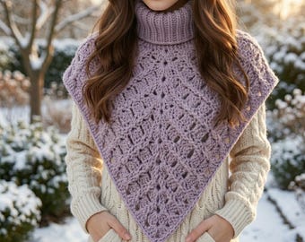 Patrón de cuello alto a crochet / Patrón de bufanda a crochet / Patrón de pechera a crochet en PDF con video / Patrón de calentador de cuello de invierno