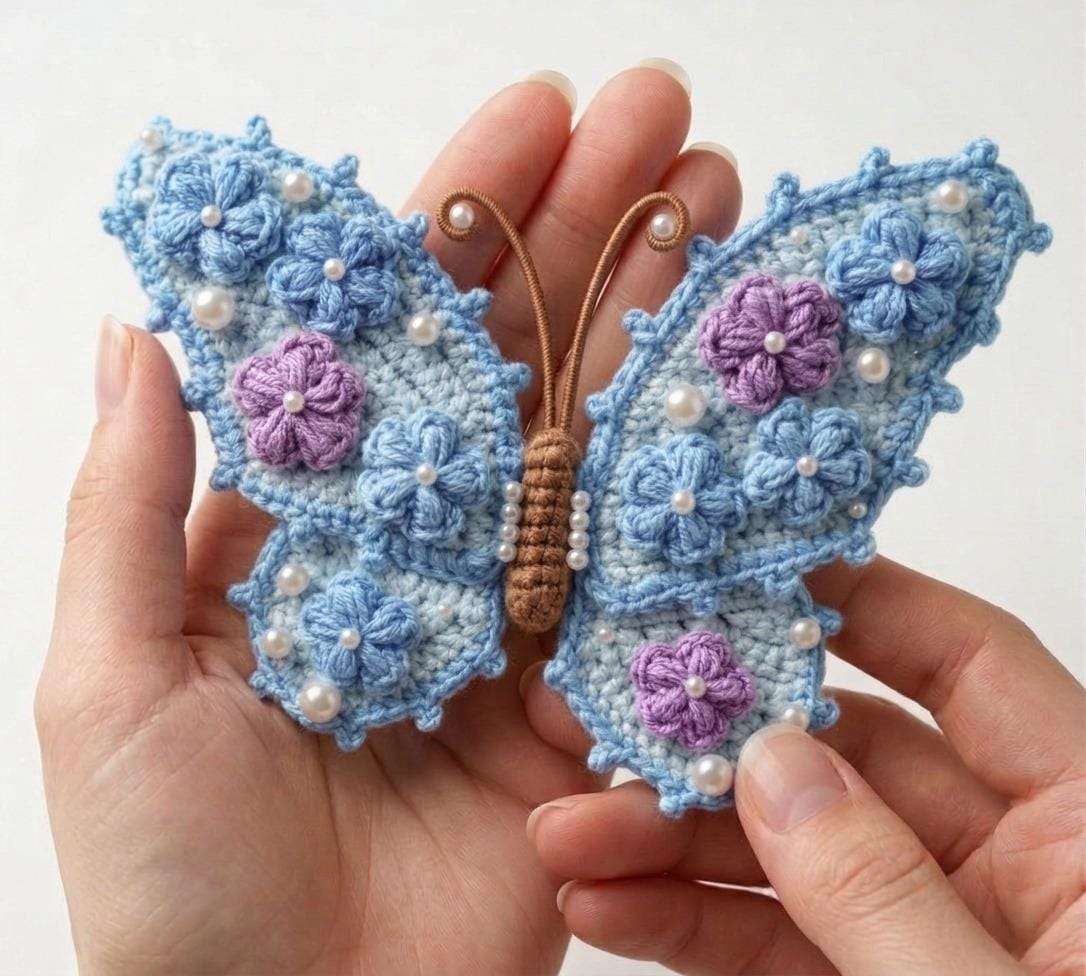 Crochet Butterfly Amigurumi Pattern 3D Layered Wings