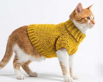 Modello PDF per maglione da gatto all'uncinetto / Modello per maglioncino da gattino all'uncinetto per principianti con video / Modello personalizzabile per vestiti da gatto / Vestitino per animali domestici fatto a mano