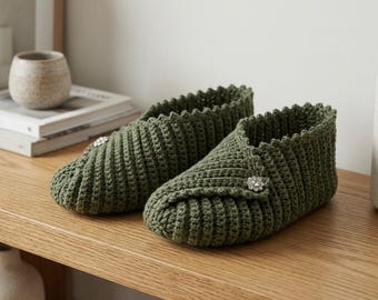 Patrón de pantuflas de ganchillo con guía en vídeo / Patrón de pantuflas de ganchillo para principiantes en PDF / Patrón de botines acanalados / Patrón digital de pantuflas de ganchillo