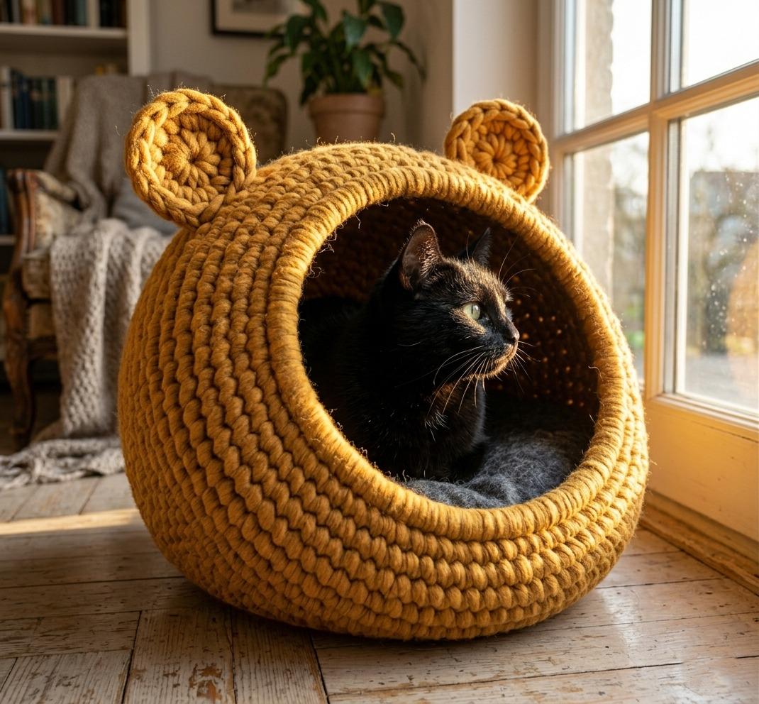 Crochet Cat House Pattern | Crochet Pet House With Cushion Pattern ...