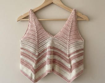 Crochet Crop Top Pattern | Beginner Chevron Tank Top Pattern | Summer Crop Top Digital Pattern with Video Tutorial | DIY Papillon Top PDF
