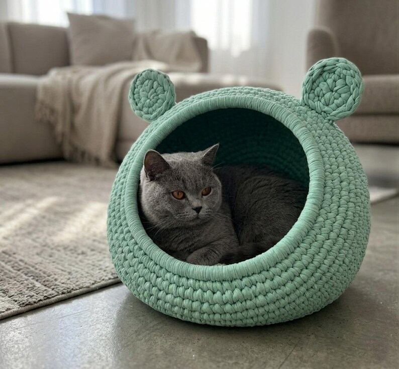 Crochet Cat House Pattern | Crochet Pet House With Cushion Pattern ...