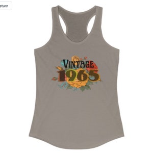 Birthday Year Racerback Tank with Custom Year on Vintage Floral Design