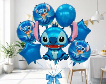 5-delige blauwe ballonset voor verjaardagsfeestjes, babyborrels, kindercadeaus, feestdecoraties, leuke ster- en personageballonnen, fotorekwisieten